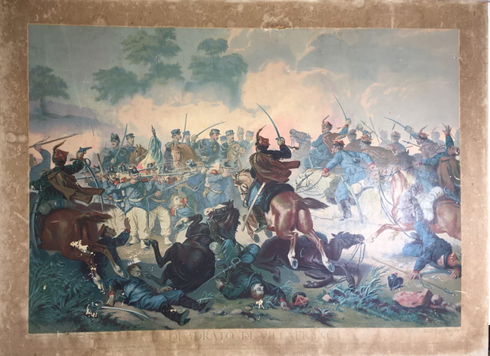 Il Quadrato Di Villafranca: Grande Cromolitografia Risorgimentale Di Stanislao Grimaldi