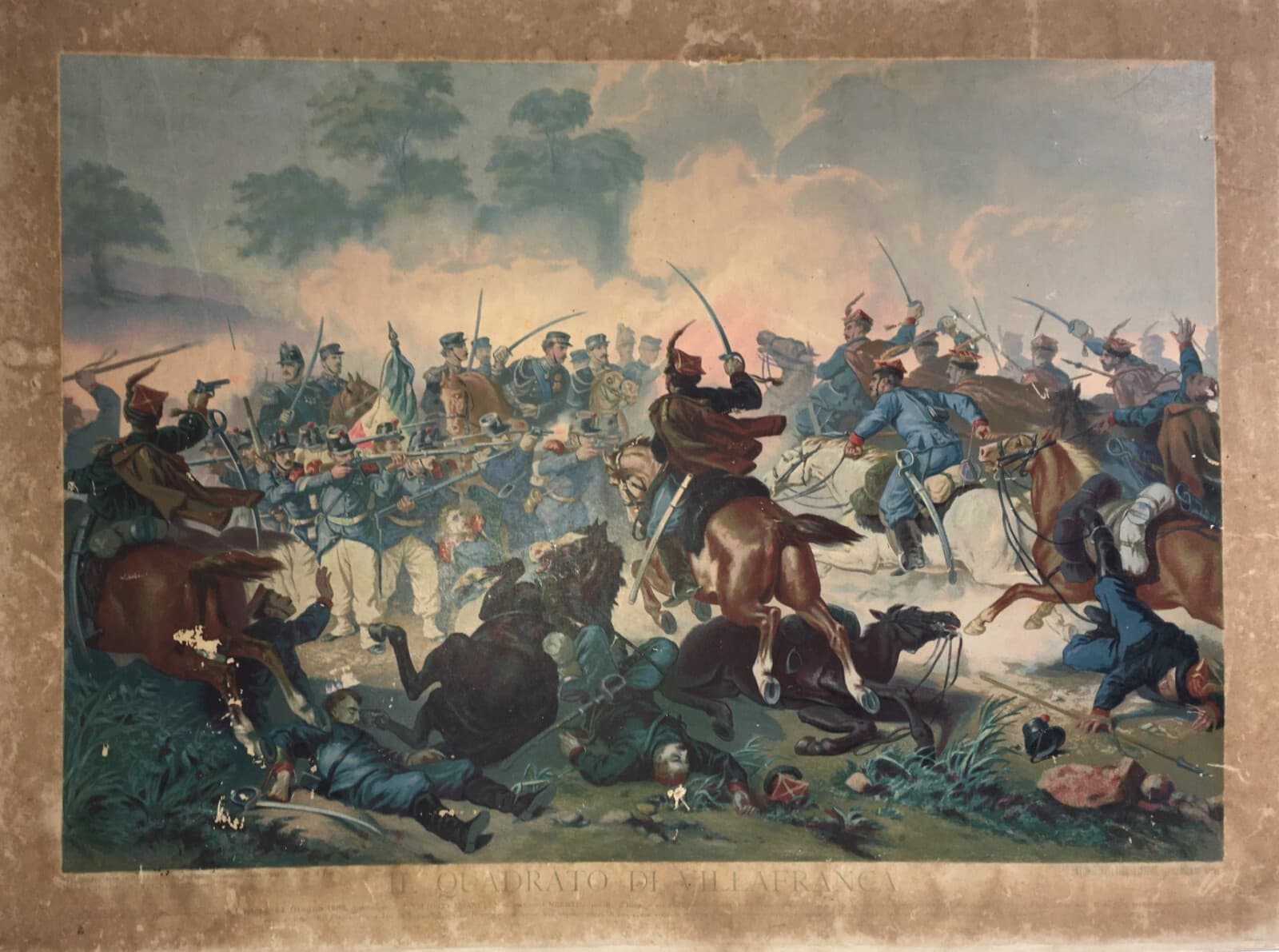 Il Quadrato Di Villafranca: Grande Cromolitografia Risorgimentale Di Stanislao Grimaldi