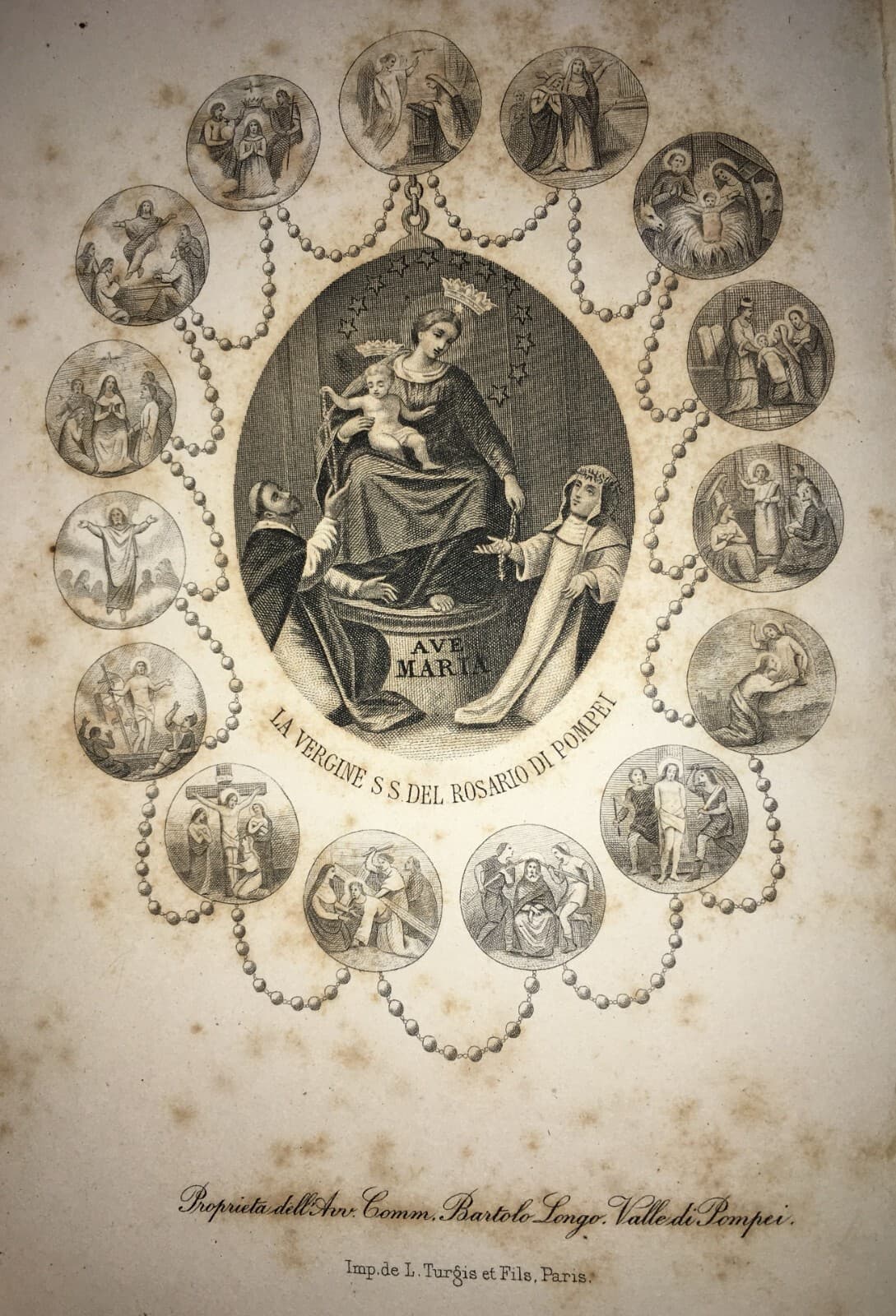 Arte Popolare Devozionale: Madonna Del Rosario Di Pompei, Bartolo Longo, Turgis, Fine '800