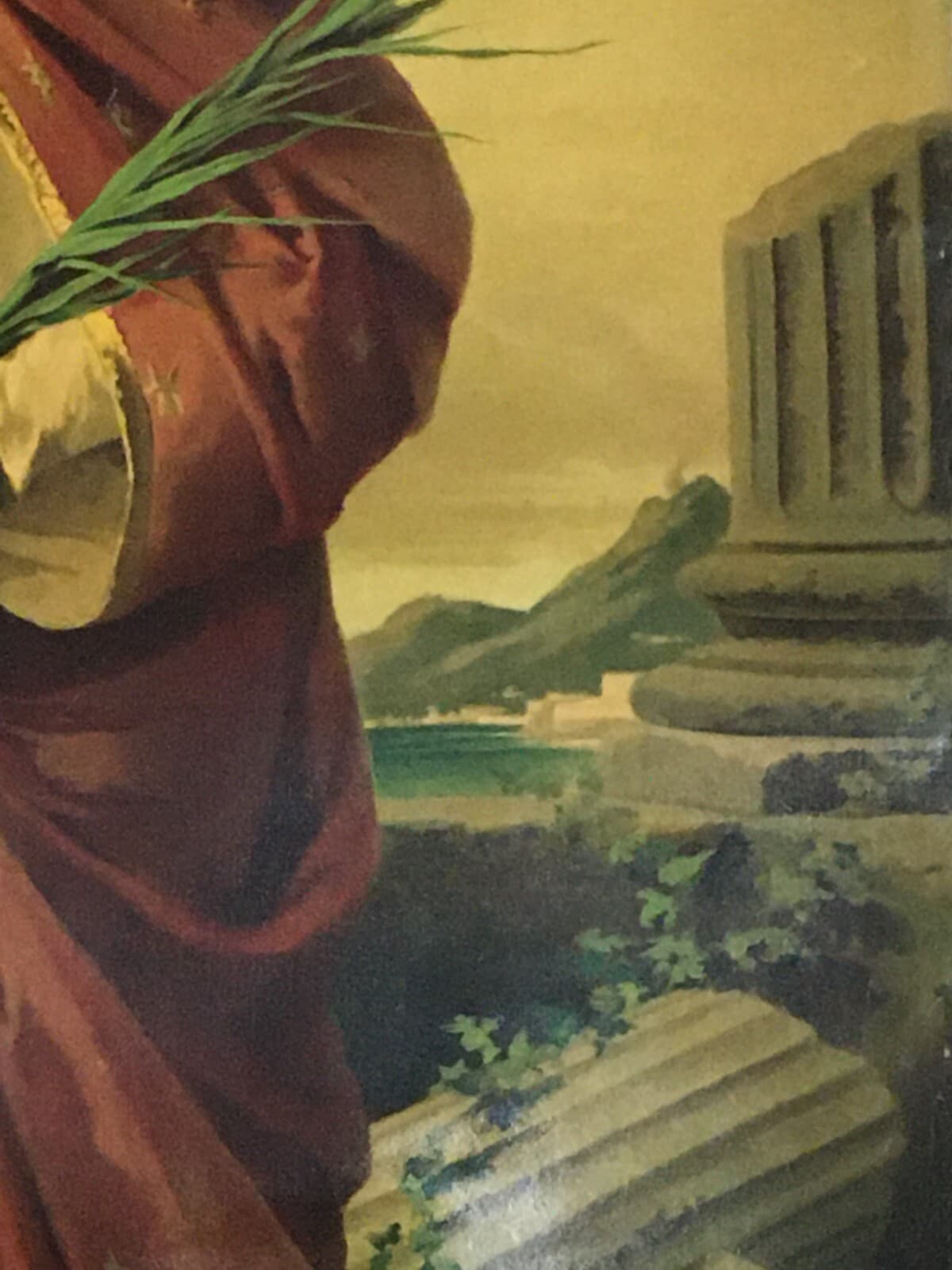 Antica Stampa Devozionale: Santa Lucia, Grande Cromolitografia, Siracusa