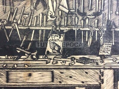 Marche: Bruno Da Osimo. Xilografia Originale "La Bottega Di Mio Padre" (Biennale Di Venezia)