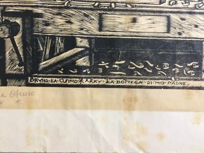Marche: Bruno Da Osimo. Xilografia Originale "La Bottega Di Mio Padre" (Biennale Di Venezia)