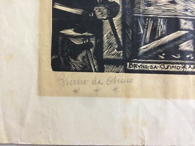 Marche: Bruno Da Osimo. Xilografia Originale "La Bottega Di Mio Padre" (Biennale Di Venezia)