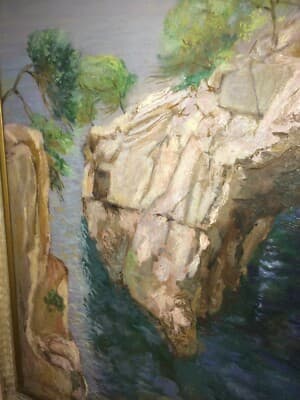 Puglia, Isole Tremiti: Grotta Delle Viole. Dipinto d'Epoca Di Luigi Schingo, 1950