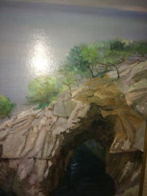 Puglia, Isole Tremiti: Grotta Delle Viole. Dipinto d'Epoca Di Luigi Schingo, 1950