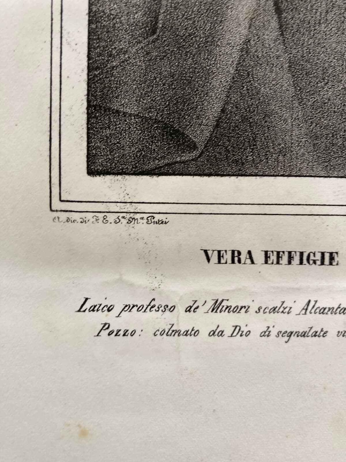 Vera Effigie Del Venerabile Servo Di Dio Frate Egidio Da S. Giuseppe, Litografia Del XIX Secolo