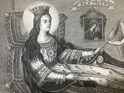 Arte Devozionale Napoletana: Stampa Antica Di Santa Filomena Con Angeli