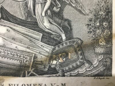 Arte Devozionale Napoletana: Stampa Antica Di Santa Filomena Con Angeli