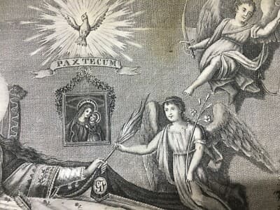 Arte Devozionale Napoletana: Stampa Antica Di Santa Filomena Con Angeli