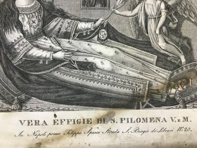 Arte Devozionale Napoletana: Stampa Antica Di Santa Filomena Con Angeli