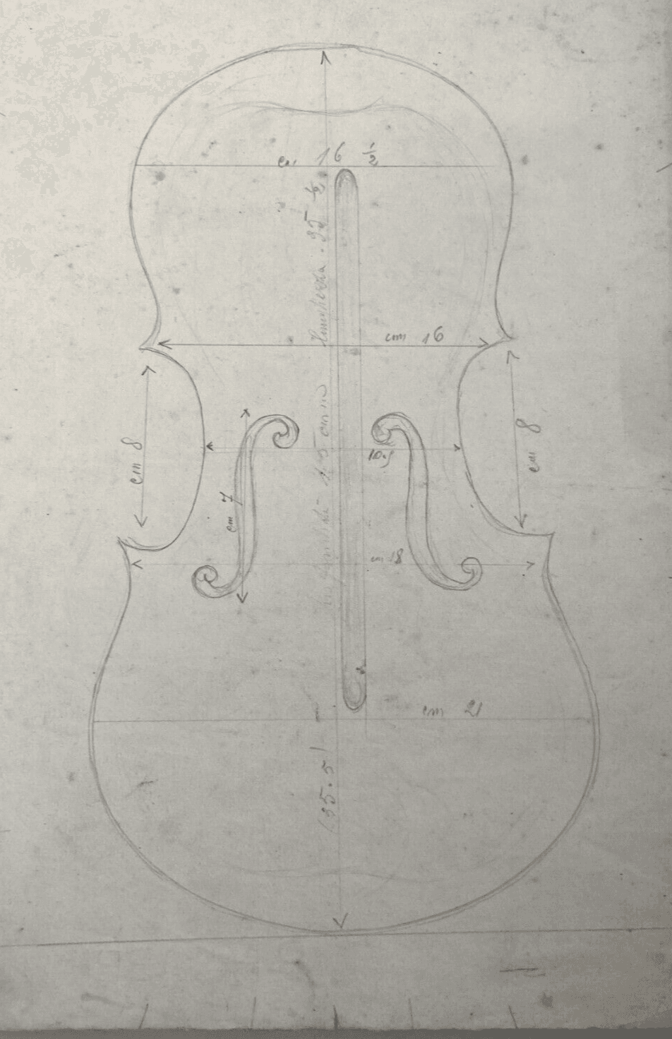 Musica, Liuteria, Antico Progetto Di Violino, Disegno Originale