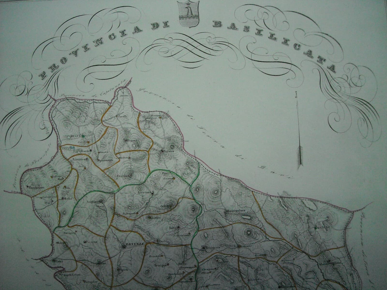Provincia Di Basilicata   Grande Mappa Geografica Antica   Gabriello De Sanctis, 1856