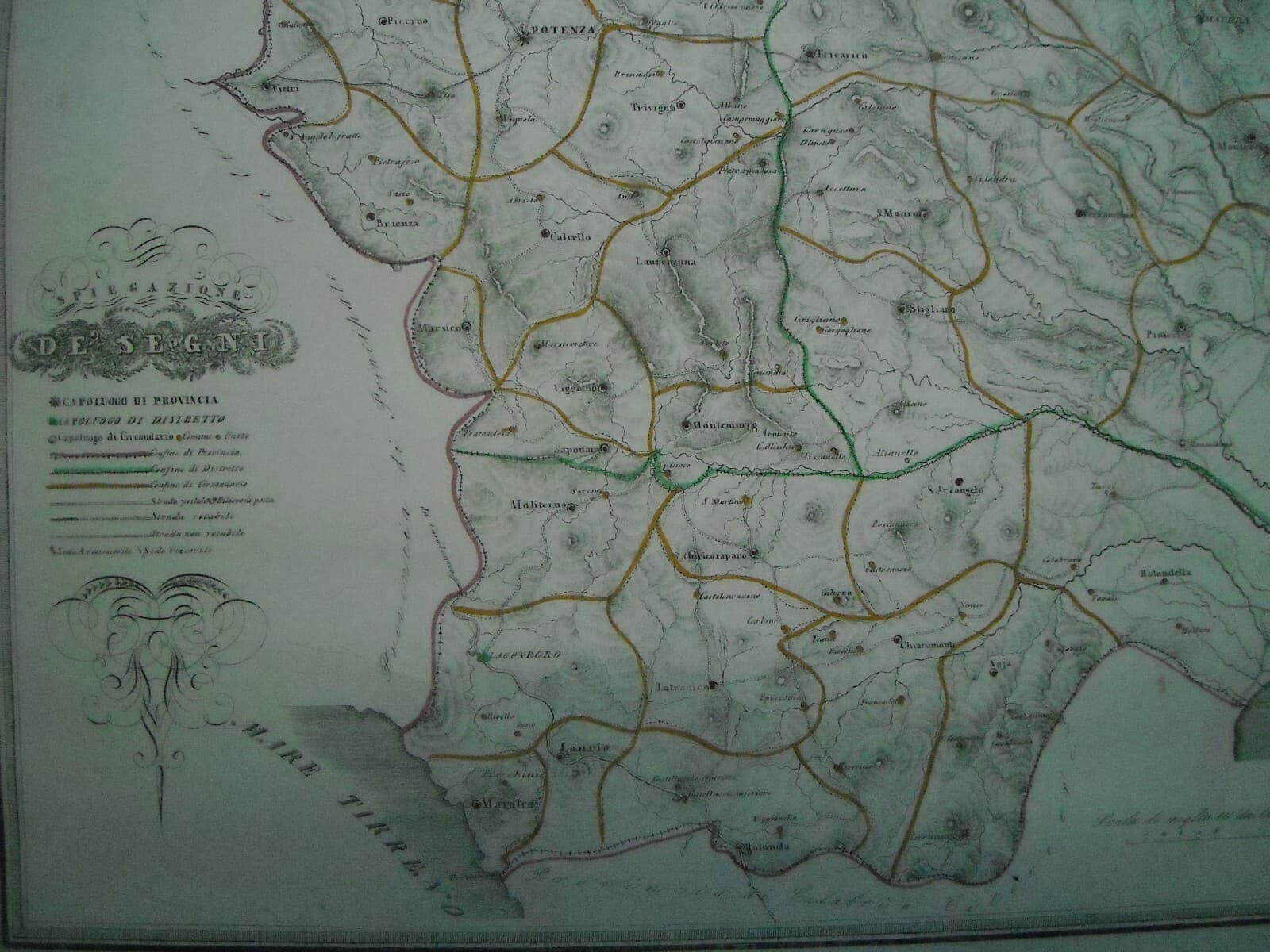 Provincia Di Basilicata   Grande Mappa Geografica Antica   Gabriello De Sanctis, 1856