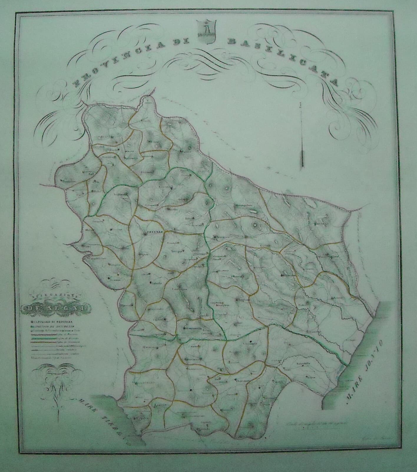 Provincia Di Basilicata   Grande Mappa Geografica Antica   Gabriello De Sanctis, 1856