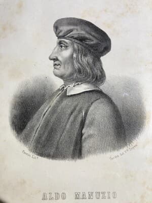 Antico Ritratto Di Aldo Manuzio   Arte Della Stampa   Litografia Perrin Doyen, Torino