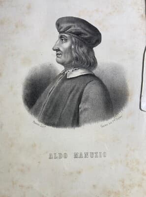 Antico Ritratto Di Aldo Manuzio   Arte Della Stampa   Litografia Perrin Doyen, Torino
