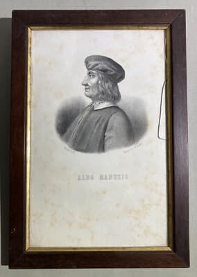 Antico Ritratto Di Aldo Manuzio   Arte Della Stampa   Litografia Perrin Doyen, Torino