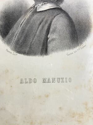 Antico Ritratto Di Aldo Manuzio   Arte Della Stampa   Litografia Perrin Doyen, Torino