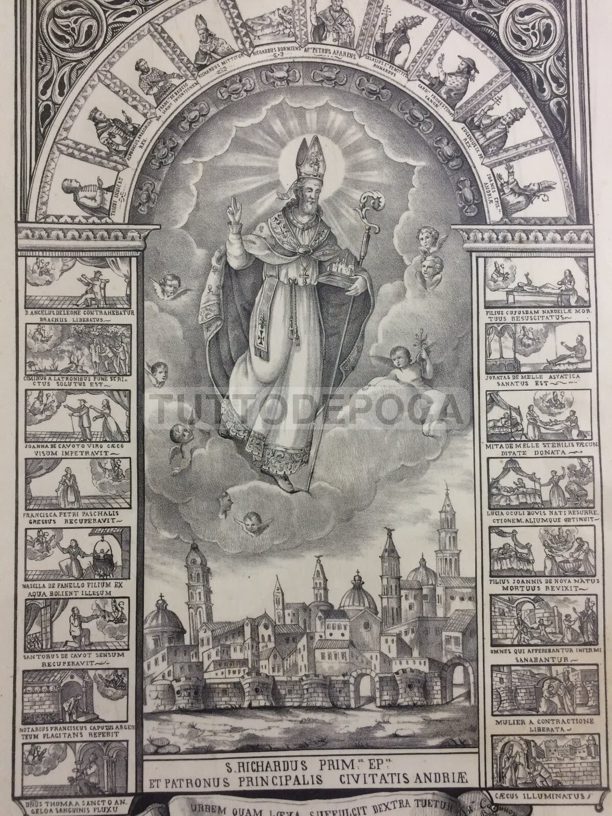 Arte Antica: Stampa Popolare Devozionale Di San Riccardo, Patrono Di Andria