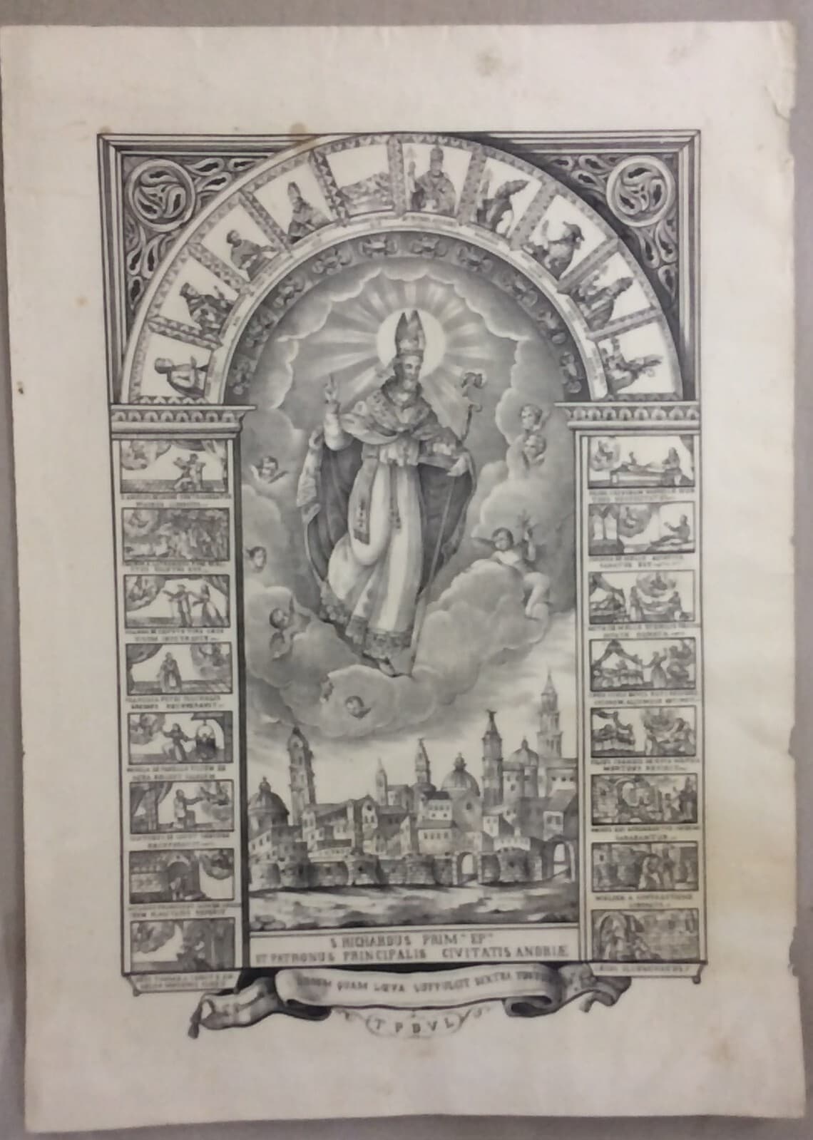 Arte Antica: Stampa Popolare Devozionale Di San Riccardo, Patrono Di Andria