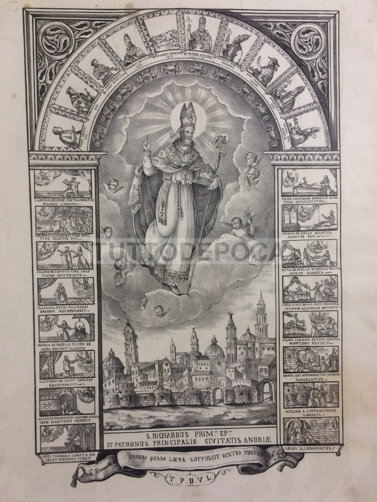 Arte Antica: Stampa Popolare Devozionale Di San Riccardo, Patrono Di Andria