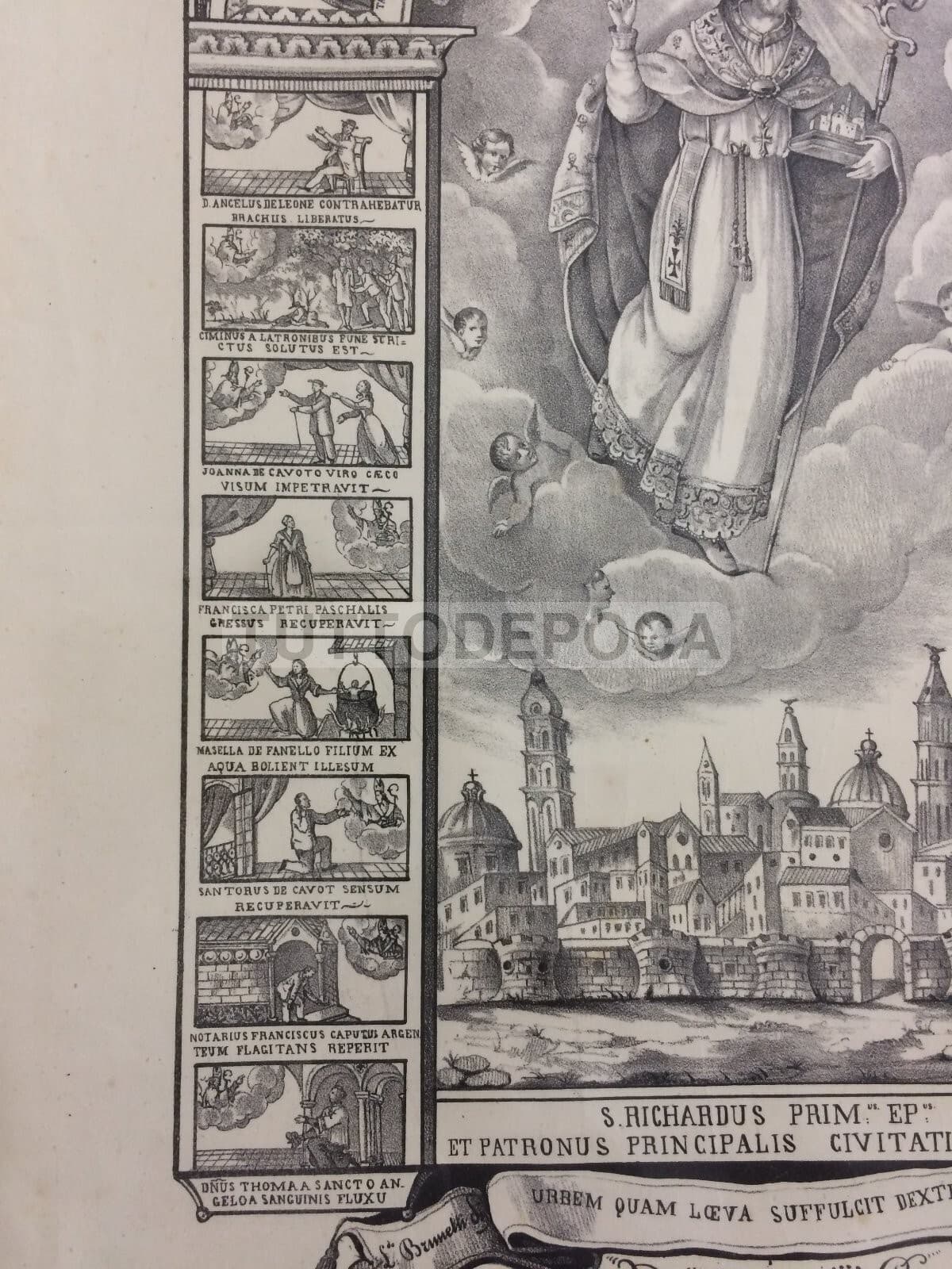 Arte Antica: Stampa Popolare Devozionale Di San Riccardo, Patrono Di Andria