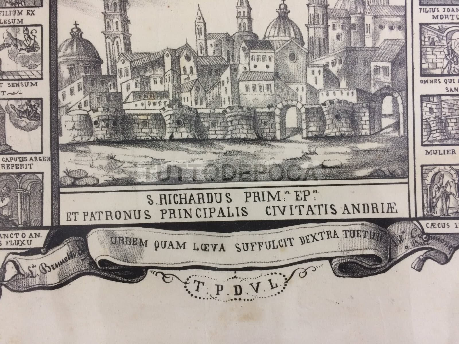 Arte Antica: Stampa Popolare Devozionale Di San Riccardo, Patrono Di Andria