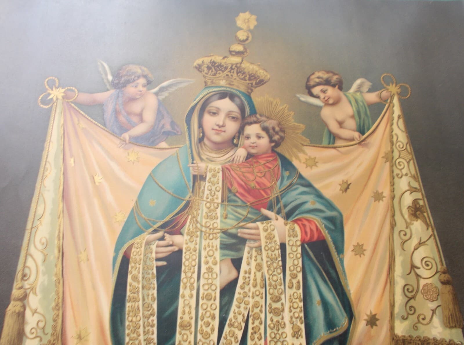 Madonna SS. Dei Martiri Protettrice Di Molfetta   Stampa Cromolitografica Antica