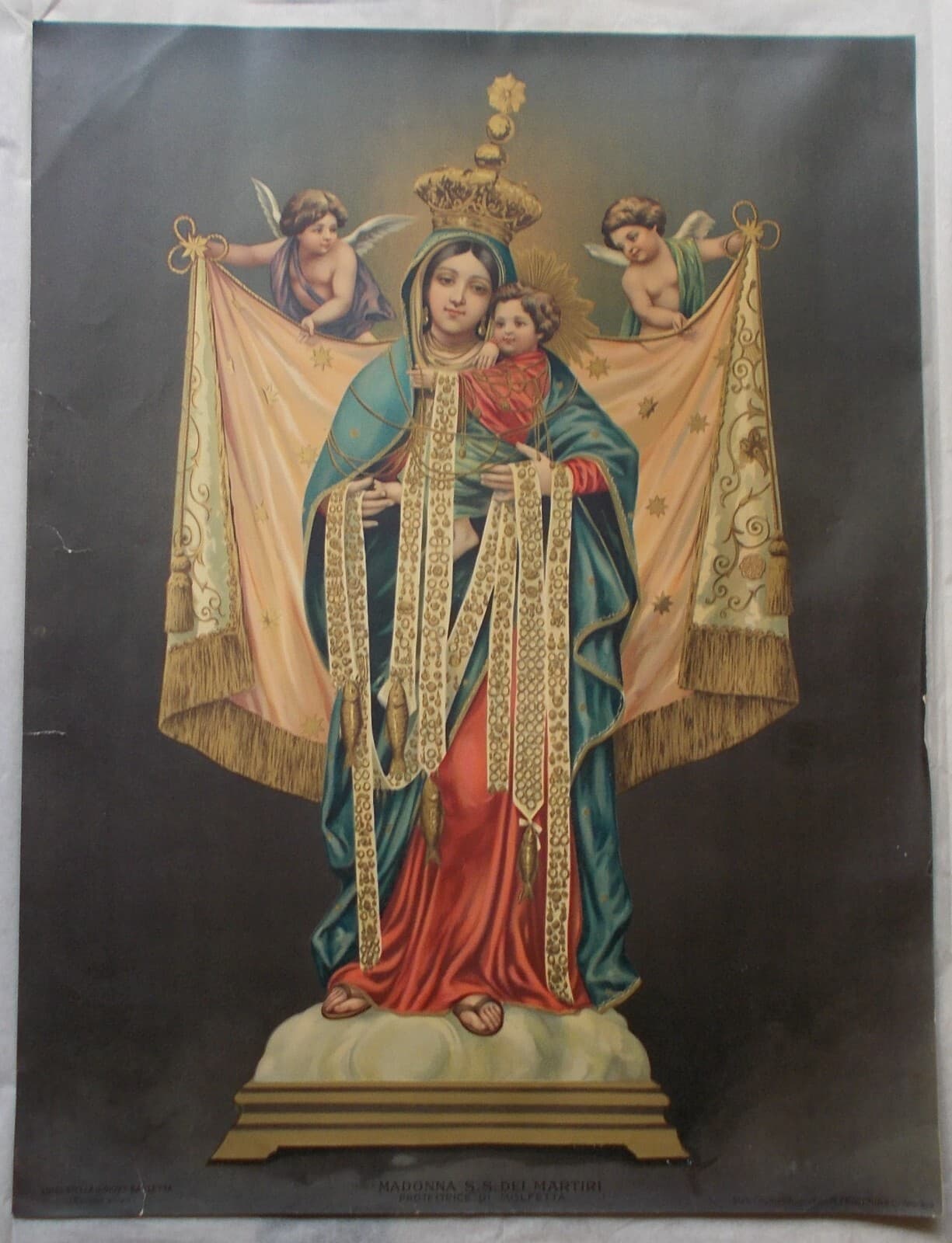 Madonna SS. Dei Martiri Protettrice Di Molfetta   Stampa Cromolitografica Antica