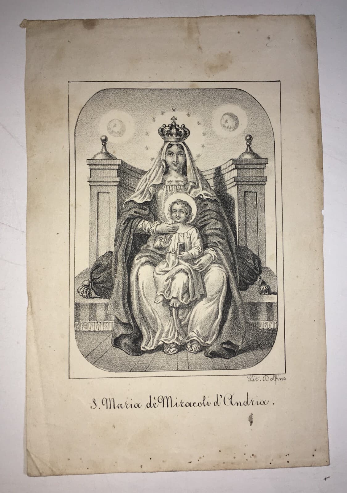 Stampa Popolare Devozionale: S. Maria De' Miracoli d'Andria, Puglia