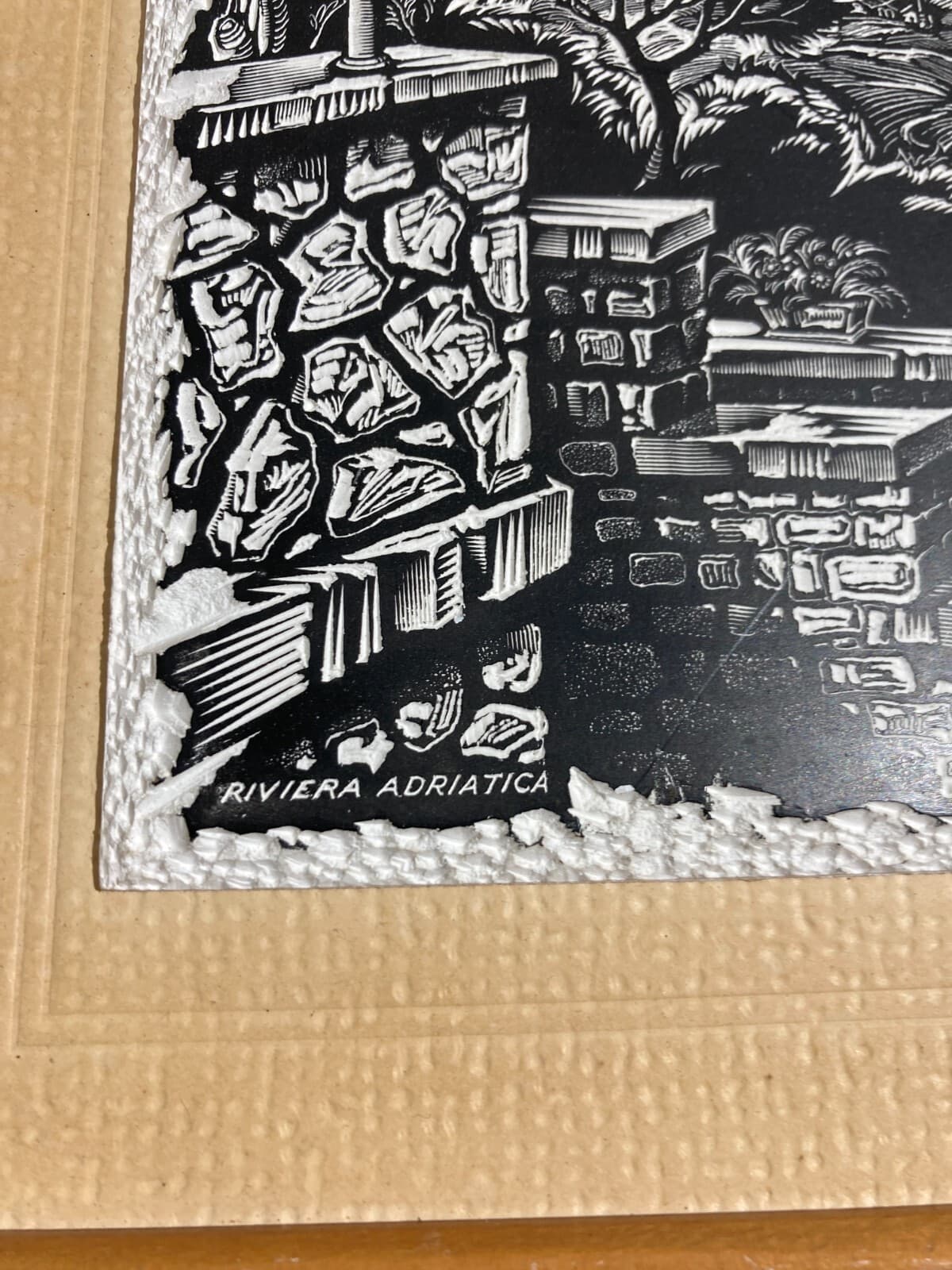 Artistica Opera d'Arte: Veduta Della Riviera Adriatica Con Città Portuale (firma)