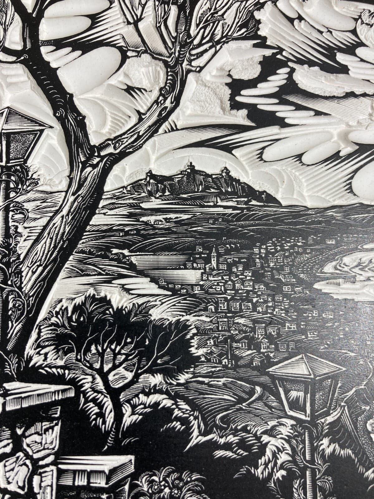 Artistica Opera d'Arte: Veduta Della Riviera Adriatica Con Città Portuale (firma)