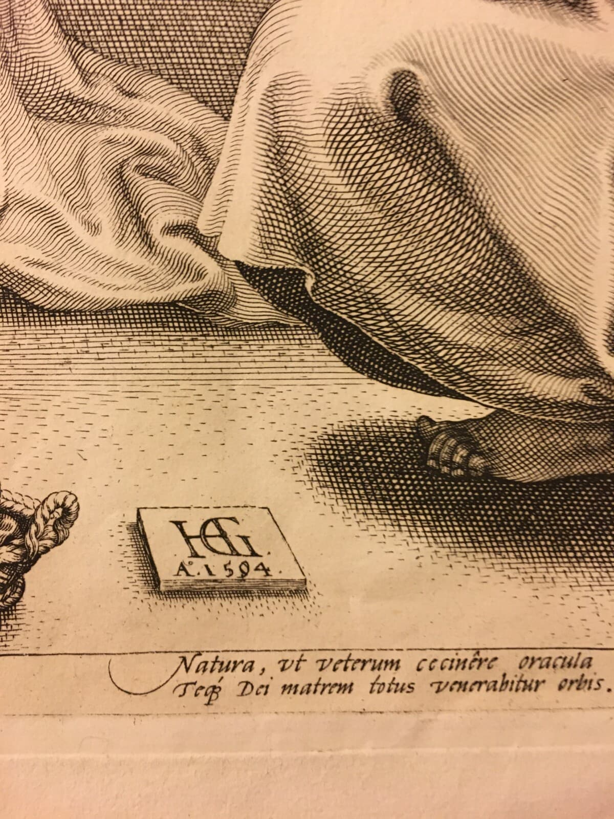 Antica Stampa Popolare Devozionale: Annunciazione. Grande Incisione Da Hendrick Goltzius