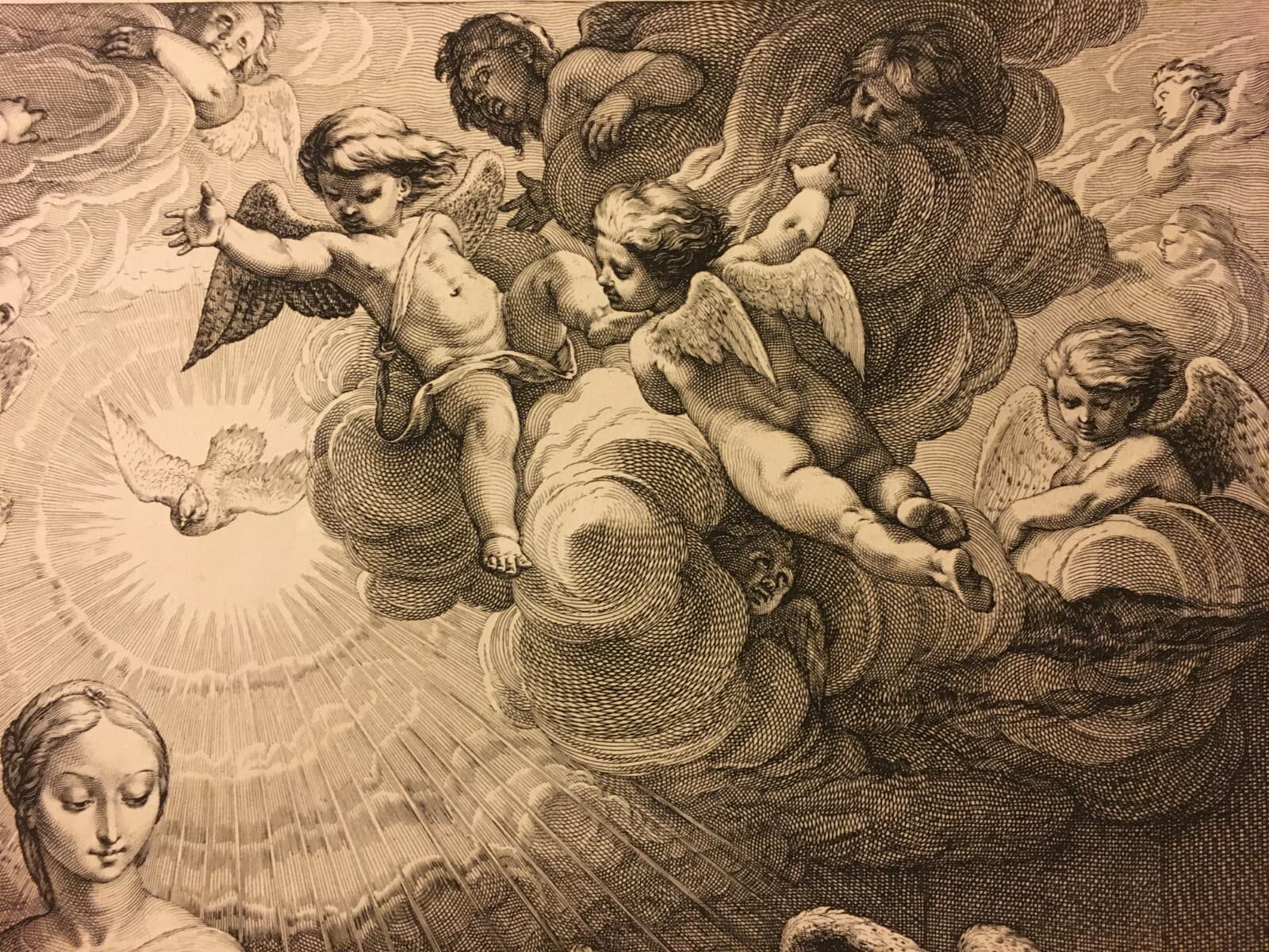 Antica Stampa Popolare Devozionale: Annunciazione. Grande Incisione Da Hendrick Goltzius