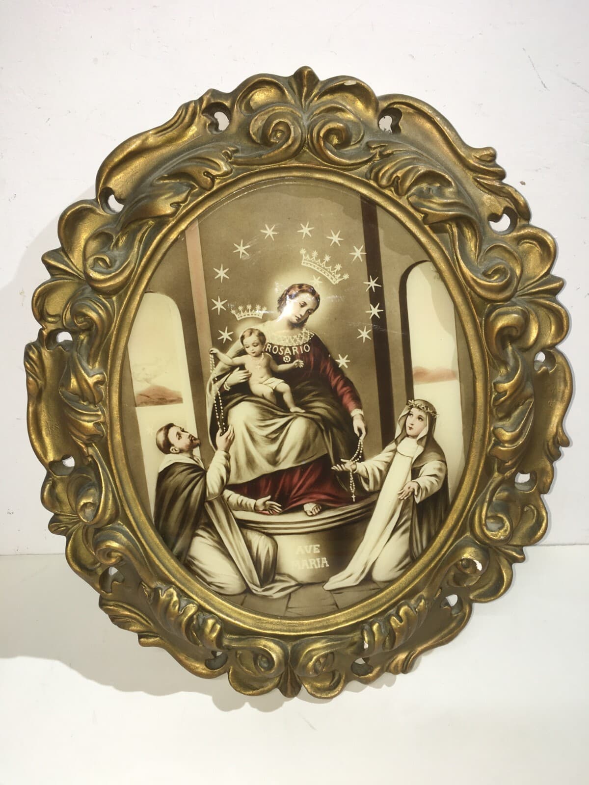 Arte Popolare Devozionale   Madonna Del Rosario   Pompei   Quadro Luminoso A Colori