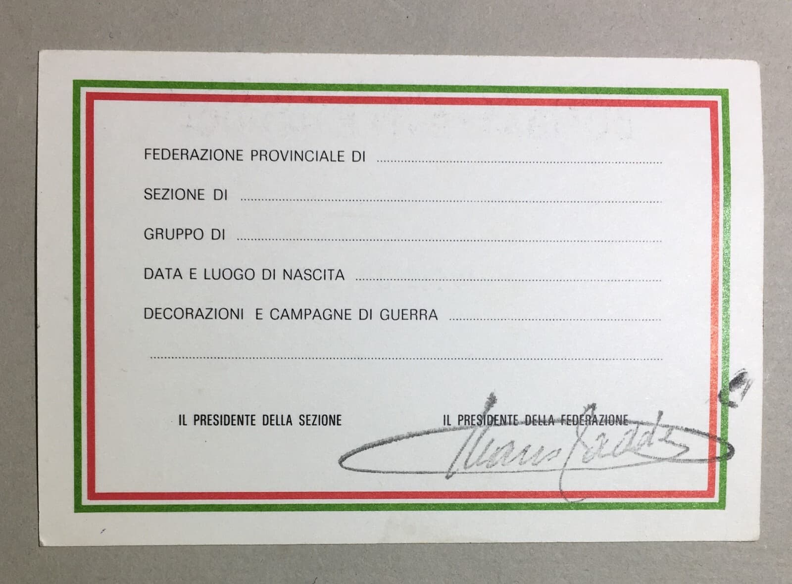 Militaria: Tessera Associativa Associazione Nazionale Combattenti E Reduci, 1987