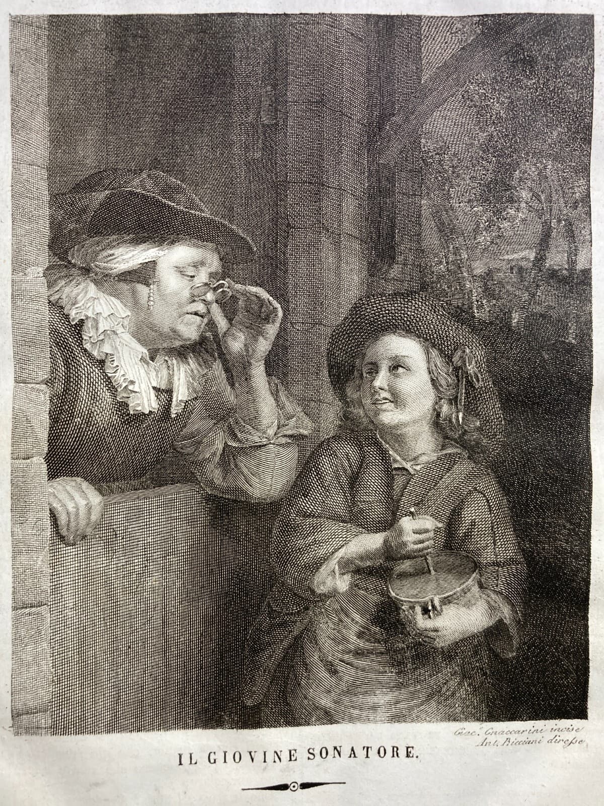 Musica: Il Giovine Suonatore. Incisione Di Gnaccarini Su Disegno Di Antonio Bicciani, 1839