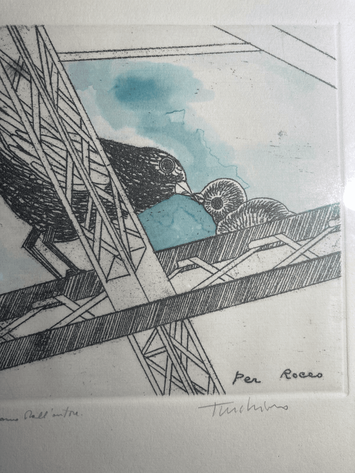 Arte Contemporanea   Artista Turchiaro   Incisione Colorata A Mano   Uccelli   Firmata