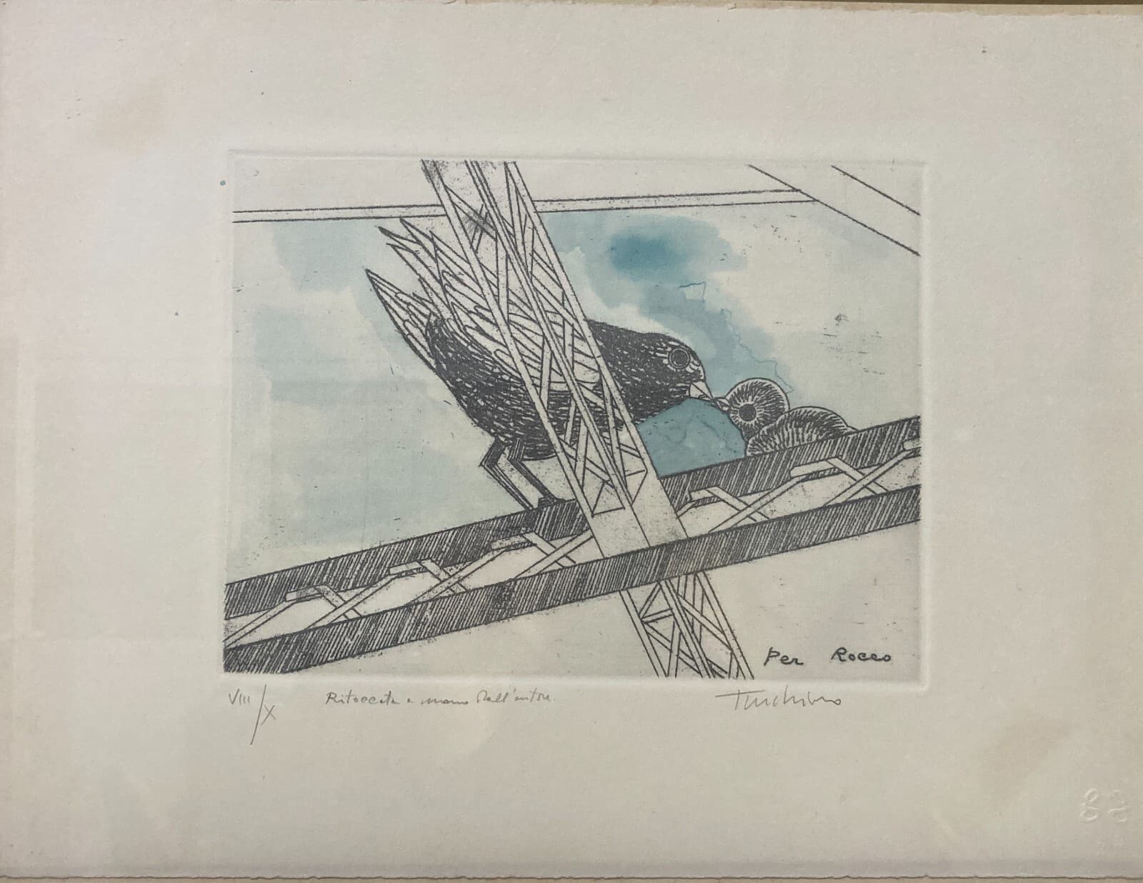 Arte Contemporanea   Artista Turchiaro   Incisione Colorata A Mano   Uccelli   Firmata