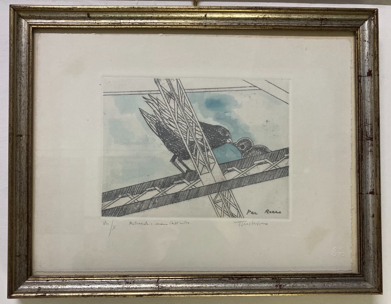 Arte Contemporanea   Artista Turchiaro   Incisione Colorata A Mano   Uccelli   Firmata