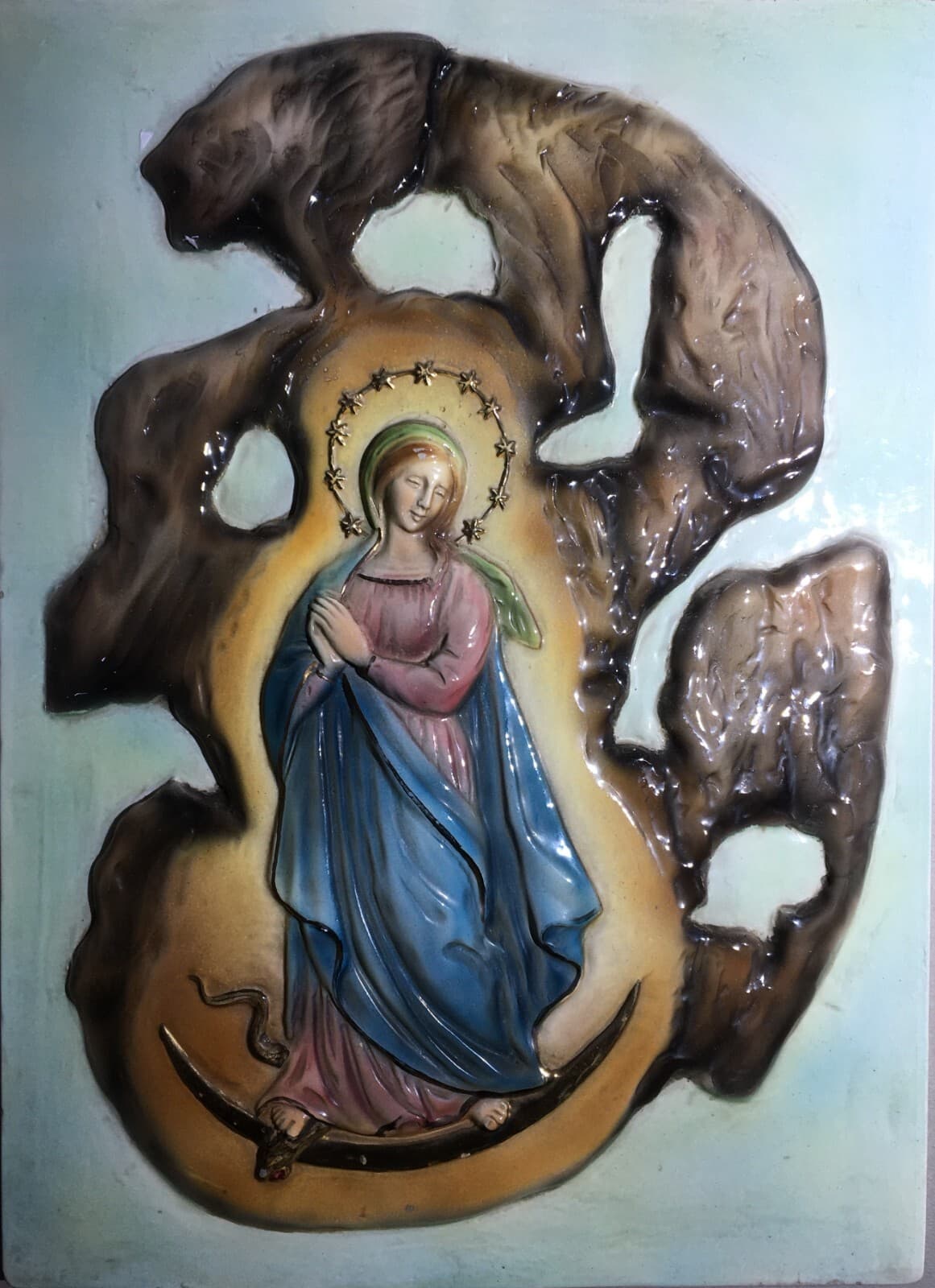 Arte Popolare Devozionale: Placca In Ceramica Dell'Immacolata Concezione