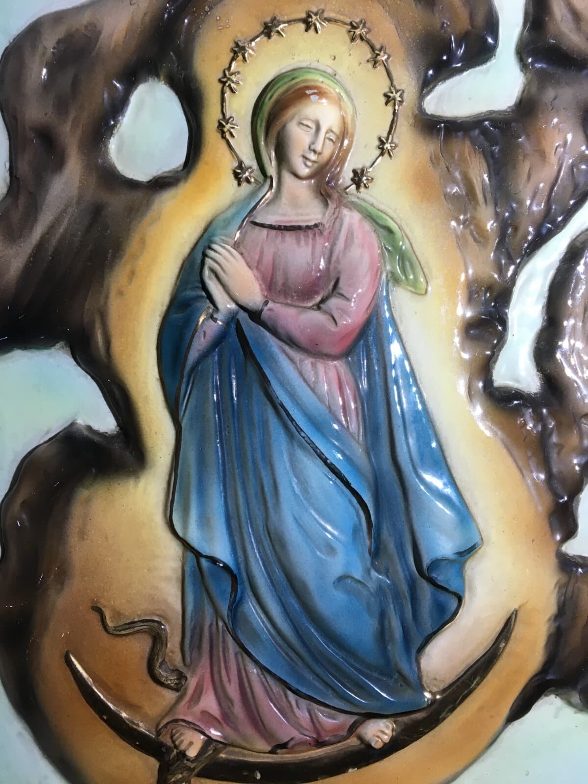 Arte Popolare Devozionale: Placca In Ceramica Dell'Immacolata Concezione