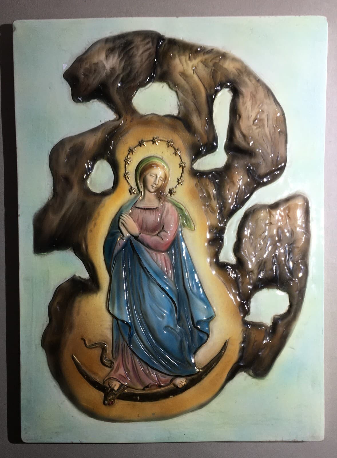 Arte Popolare Devozionale: Placca In Ceramica Dell'Immacolata Concezione