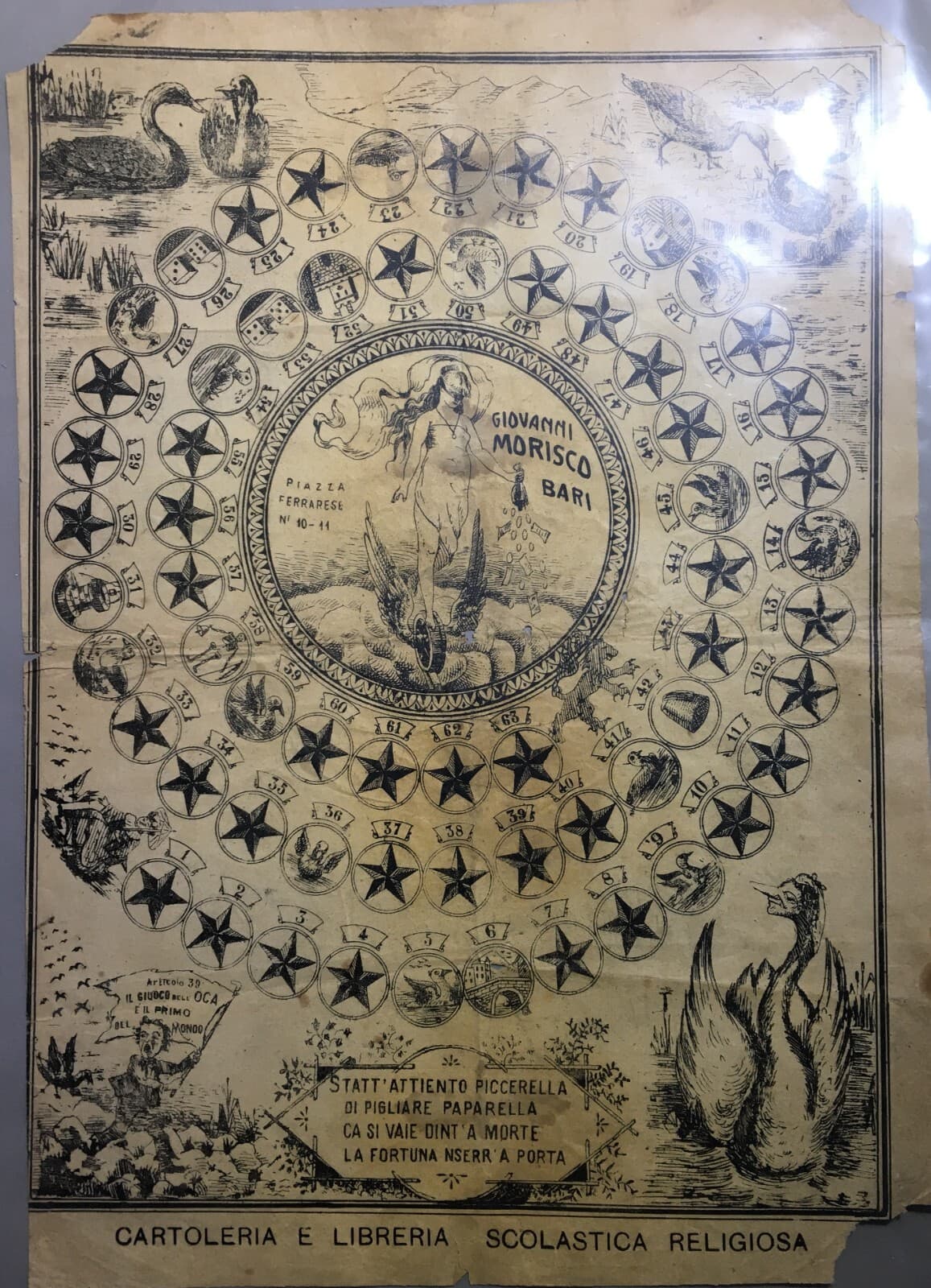 Antico Gioco Dell'Oca Pubblicitario Morisco   Bari, Folklore E Dialetto