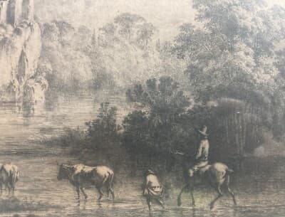 Antica Scena Pastorale, Veduta Con Fortificazioni, Artista Debucourt, 1800