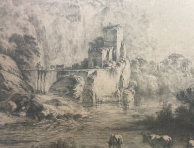 Antica Scena Pastorale, Veduta Con Fortificazioni, Artista Debucourt, 1800