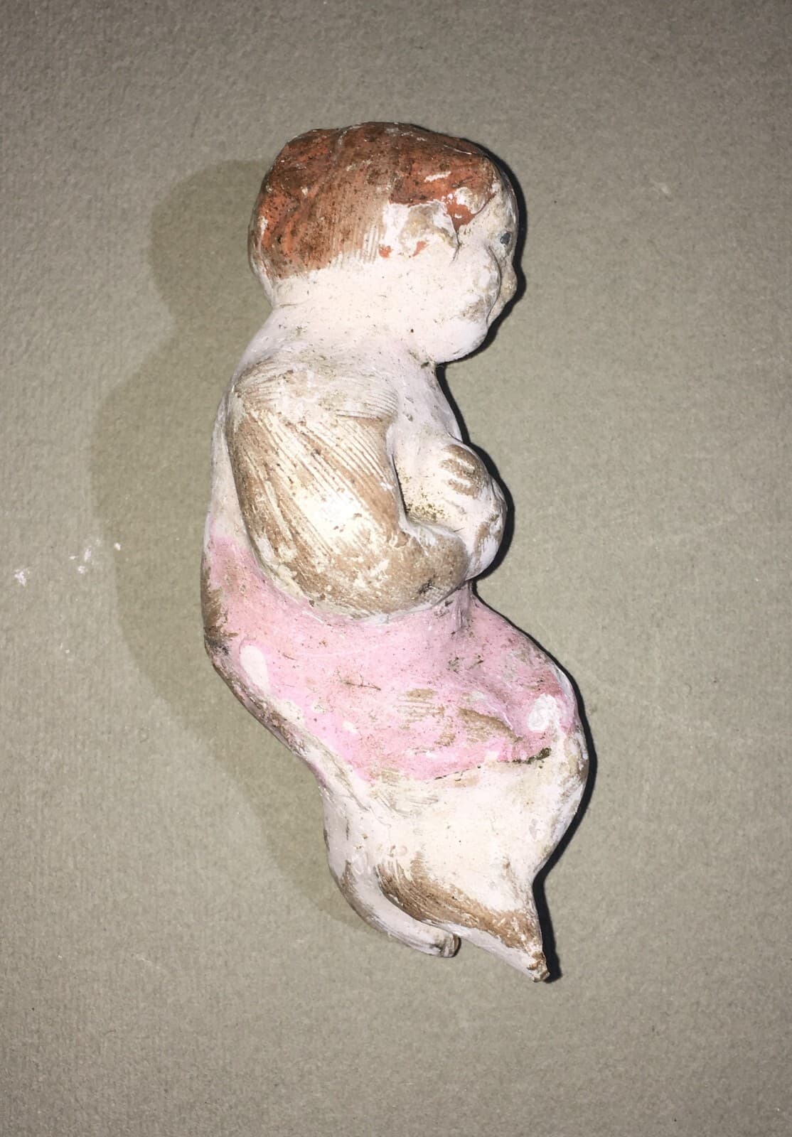 Arte Popolare Devozionale: Bambinello Da Presepe In Terracotta Policroma