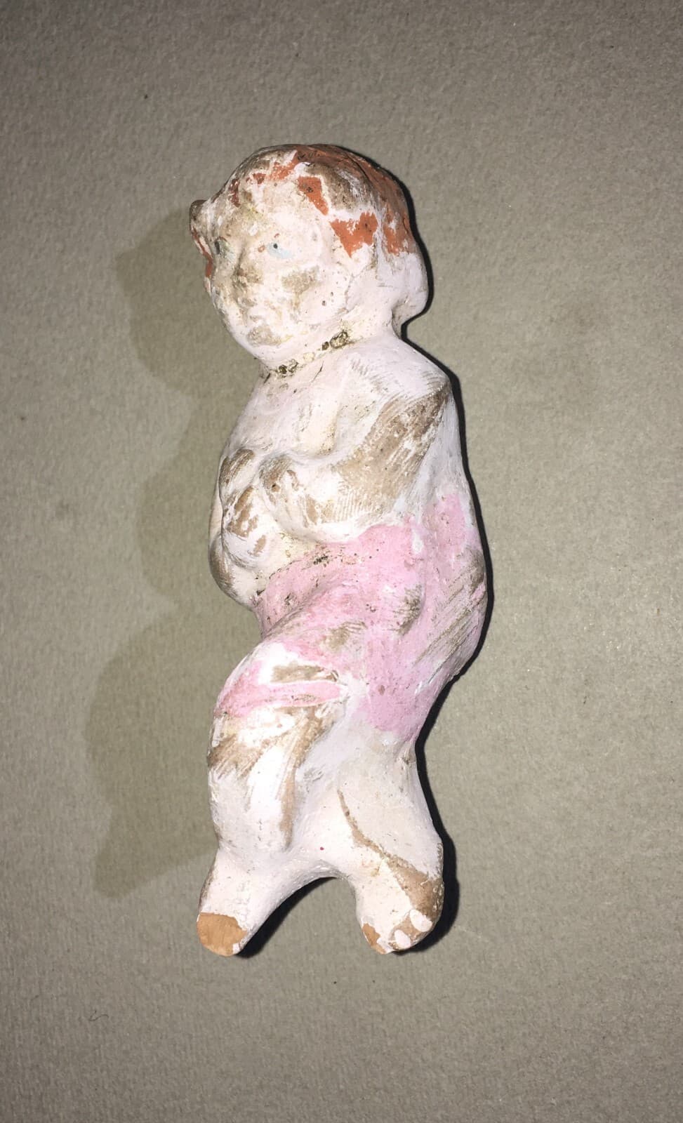 Arte Popolare Devozionale: Bambinello Da Presepe In Terracotta Policroma