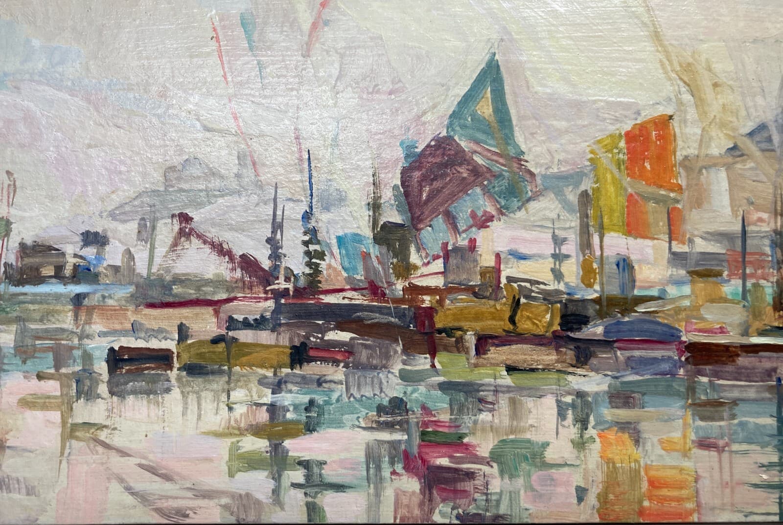 Marche, Ancona: Veduta Portuale Di Reno Fabretti, Arte Del '900