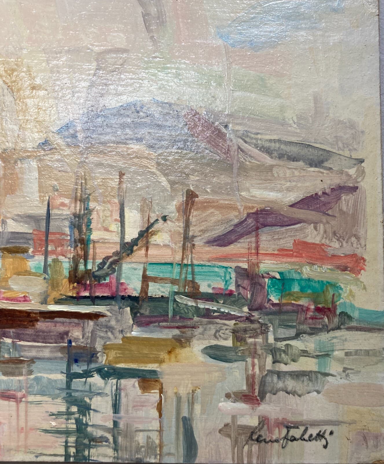 Marche, Ancona: Veduta Portuale Di Reno Fabretti, Arte Del '900